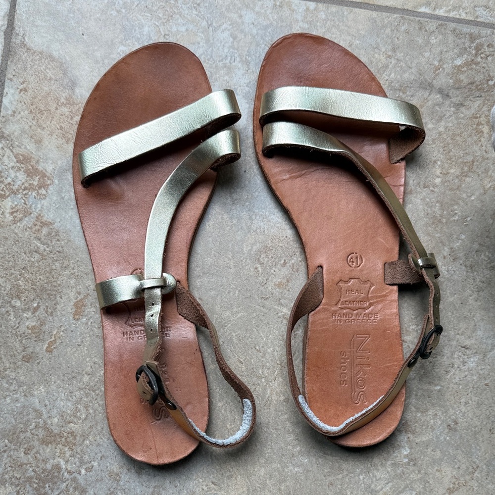 Women's Gold Leather Sandals